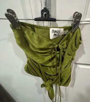 Princess Polly Green Ruched Crop Top thumbnail 1