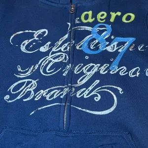 Aeropostale Womens Size Medium Zipped Hoodie Jacket Navy Blue Graphic Sweatshirt thumbnail 7