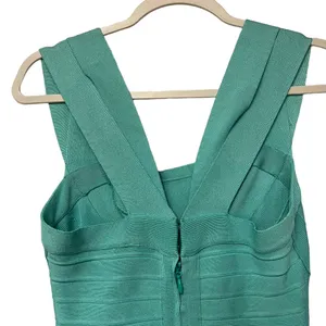 HERVE LEGER Seafoam Turquoise Bardot Blue Bandage Mini Dress thumbnail 2