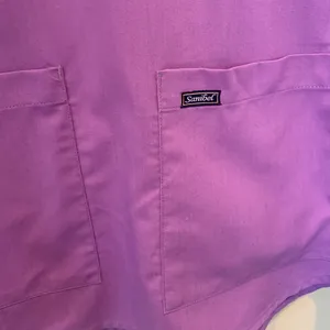 Sanibel Scrubs Women’s Large Light Purple Faux Wrap Short Sleeve Scrub Top thumbnail 3