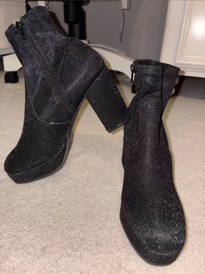 Mari A Gitsie Black Shimmer Platform Chunky Heel Ankle Boot thumbnail 1