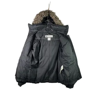 Columbia Puffer Jacket Down Fill‎ Faux Fur Trim Hood Black Women Size S XL5984 thumbnail 9