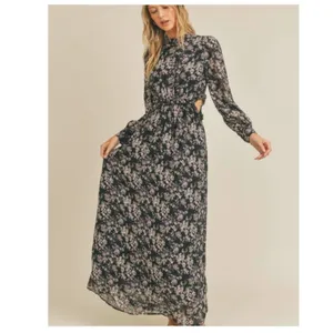 NWT Lush Long Sleeve Floral Maxi with Side Cut Out thumbnail 4