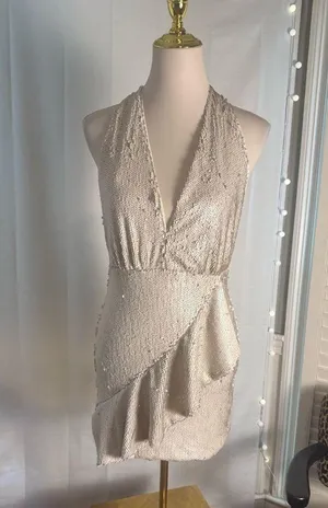 DO+BE Matte Tan Sequin Backless Dress Medium thumbnail 1