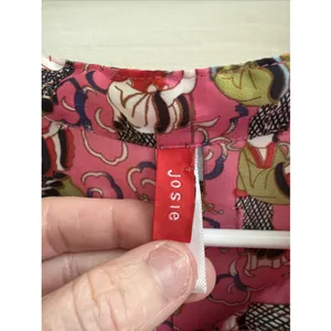 Josie Natori Sleepshirt Gown Sz S Oriental Geisha Pink‎ Figural FLAW READ thumbnail 4