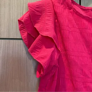 Hot Pink Ruffle Sleeve Top Blouse Flirty Feminine Small thumbnail 2