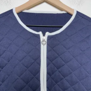Lauren Ralph Lauren Women Sweater M Blue Preppy Quilted Zip Rib Knit Nautical thumbnail 5
