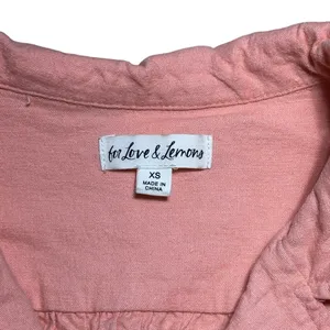 For Love & Lemons Pink Millie Linen Blend Romper in Mango US XS thumbnail 5