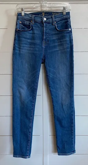 7 For All Mankind Josefina High Waist Slim Boyfriend Blue Jeans‎ Size 26 thumbnail 1