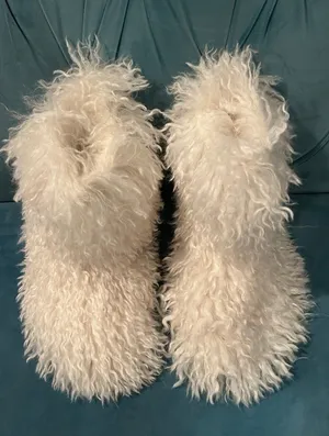NWT RARE SKIMS Shaggy Faux Fur Boot in Marble size 36 thumbnail 1