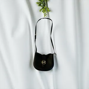 Michael Kors Gabby Small Hobo Crossbody Bag Black MK Logo Gold Hardware Purse‎ thumbnail 2