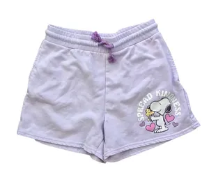 Peanuts Graphic Sweat Shorts Snoopy Woodstock Drawstring Lavender M thumbnail 1