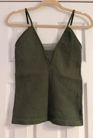 Intimately Free People Olive Ribbed V-Neck Cami Tank Top Size: M/L thumbnail 1