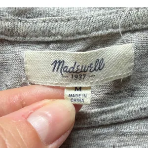 Madewell Women Medium Grey Black Striped Long‎ Sleeve Crew Neck T-Shirt Knit Top thumbnail 3