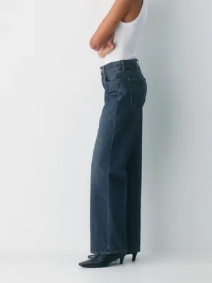 Aritzia Denim Forum The Farrah High Rise Wide Leg Jeans 30 L size 28 Dark Blue thumbnail 13