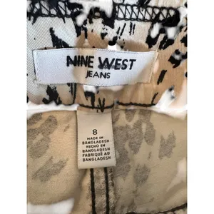 Nine West White Multi Animal Print Capri Pants Women Sz 8 thumbnail 4