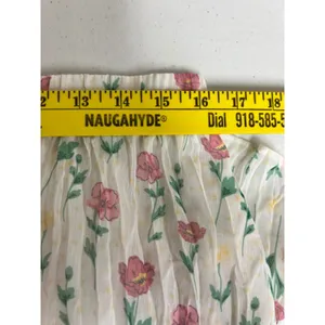 UMGEE Floral Tiered Maxi Skirt Women L White Pink Pleated Lined Chiffon‎ Cottage thumbnail 6