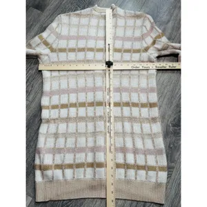 Ann Taylor Plaid Boyfriend Button Front Cardigan in Cream Small thumbnail 11