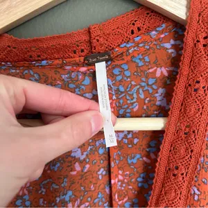 Free People Lola Floral Kimono In True Red size medium thumbnail 6