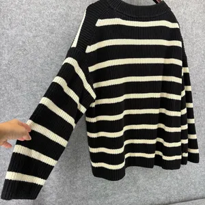 H&M oversized striped knit sweater black and white medium thumbnail 4