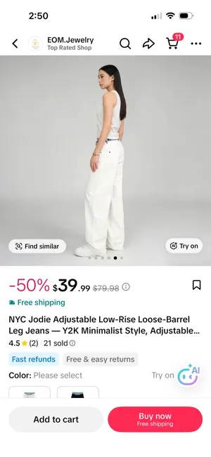 Barrel Jeans White Size XL thumbnail 2