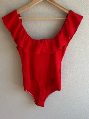 Red Ruffle Bodysuit thumbnail 4