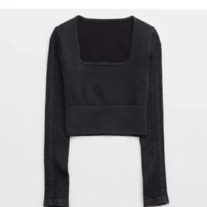 Offline By Aerie Seamless Cable Square Neck Ribbed Shirt Black Fall Sport NEW XL thumbnail 2