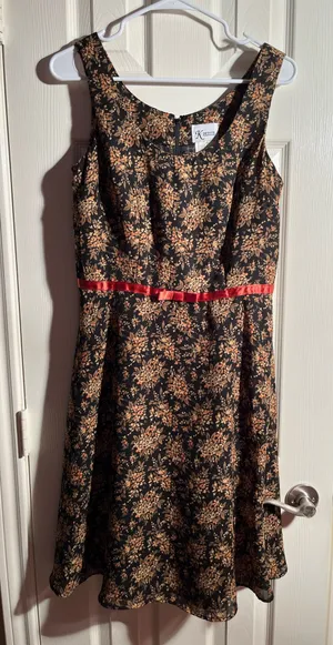 Black brown floral dress size 8p thumbnail 1
