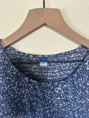 💙Old Navy Blue Floral Peplum Ruffle Blouse thumbnail 3
