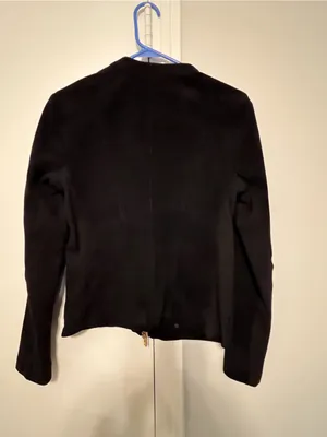 Ivanka Trump Black Faux Suede Moto Jacket With Gold Accents Size S thumbnail 3