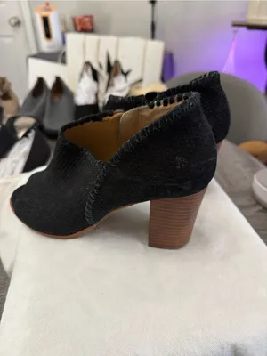 Size 8 M Jack Rogers Maya Black Suede Open-Toe Ankle Booties with Block Heel thumbnail 4