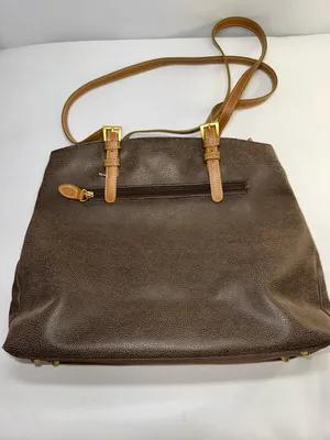 Vtg Jump Boyt Brown Pebbled Faux Leather Tote Purse Shoulder Bag Map Print⁠ thumbnail 4