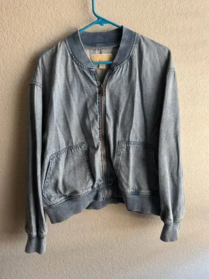 MICHAEL Michael Kors Light Blue Denim Bomber Jacket thumbnail 1