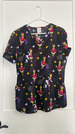 Dr. Seuss Grinch Scrub Top thumbnail 1