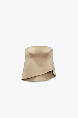 Zara top sleeveless corset beige tan zip up asymmetrical thumbnail 3
