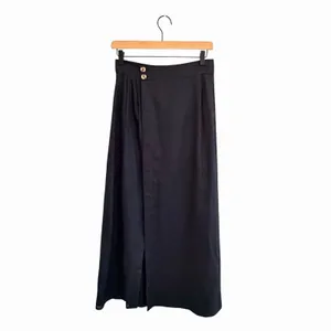 Anthropologie Black Linen Wrap Maxi Skirt Size 2 Minimalist Quiet Luxury Capsule thumbnail 10