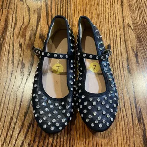 House of Harlow 1960 Flashy Black Rhinestone Mary Jane Ballet Flats Size 7M thumbnail 4