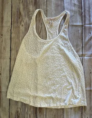 Vintage Victorias Secret Tank Top Sz XS long White Burnout Leopard Workout-Sleep thumbnail 1