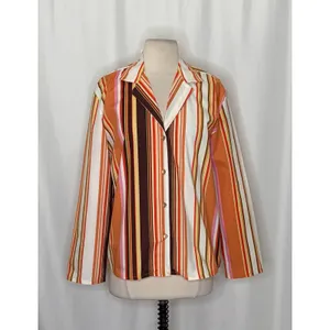 NWT!! ZARA Colorful Striped Buttondown Shirt Top‎ Cotton Notch Collar Small thumbnail 2