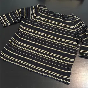 Lauren Ralph Lauren Striped Black and Gold‎ Top thumbnail 1