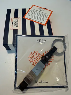 NIB Keep Collective Black Leather Key Fob with Gratitude Bar thumbnail 2