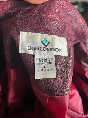 Vintage Erin London Women's Burgundy Button Up Textured Blazer Size L thumbnail 5