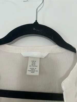 H&M Cream Cotton Linen Crochet Lace Peasant Top Medium Cottagecore Poet Prairie thumbnail 2