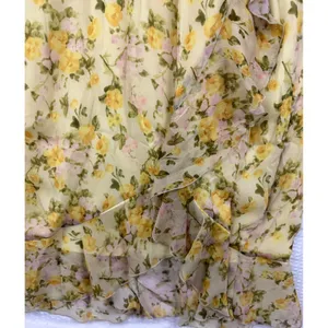 Lulus Yellow Floral Chiffon Ruffle Maxi Dress Sleeveless High Low V-Neck Small thumbnail 5