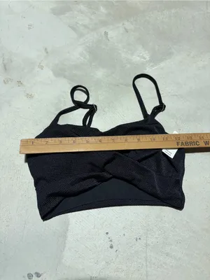 Aerie NWT Black Textured bikini swim top scoop small MSRP$45 thumbnail 6