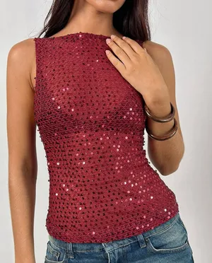 Red sequin top thumbnail 3