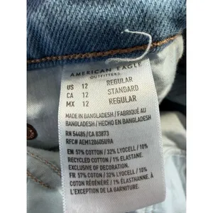 American Eagle Split Hem‎ Straight Leg Jeans Light Wash Distressed Denim 28 thumbnail 11
