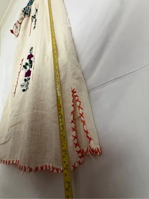 Mexican Hand Embroidered Dress Ivory Floral San Antonino Artisanal Boho(A852) thumbnail 9