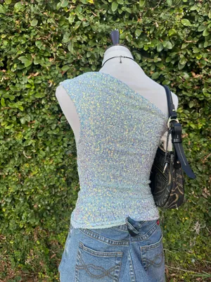 ✨2000’s off the shoulder sequins top Blue thumbnail 3