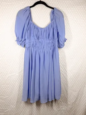 Abercrombie & Fitch Light Purple Pleated Chiffon‎ Short Puff Sleeve Dress thumbnail 2